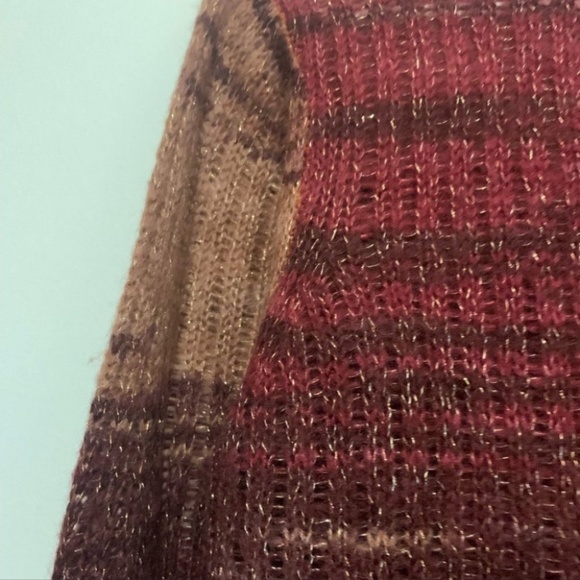 3/$30 Sheer light weight rust and tan neutrals with gold sweater - Picture 6 of 7